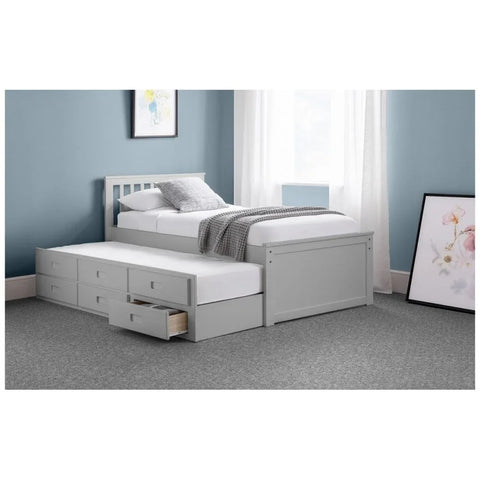 Maisie Bed With Underbed And Drawers - Light Grey