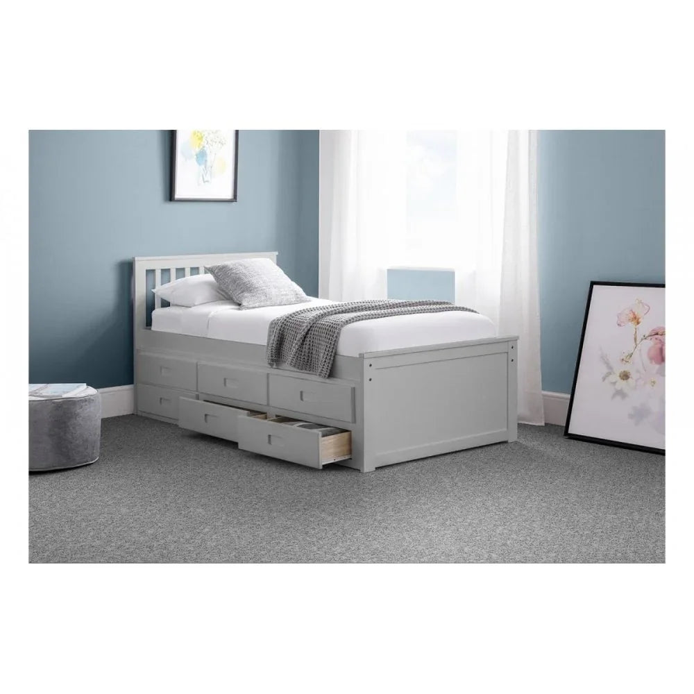 Maisie Bed With Underbed And Drawers - Light Grey