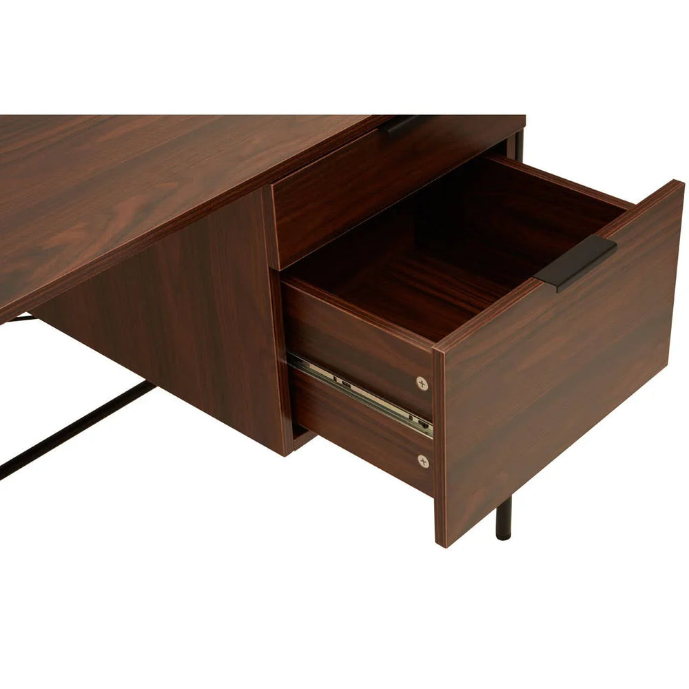 Walnut Veneer Desk with Drawers
