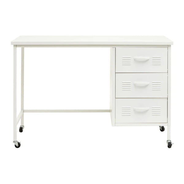 White Metal Desk with Drawers