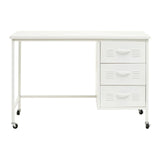 White Metal Desk with Drawers