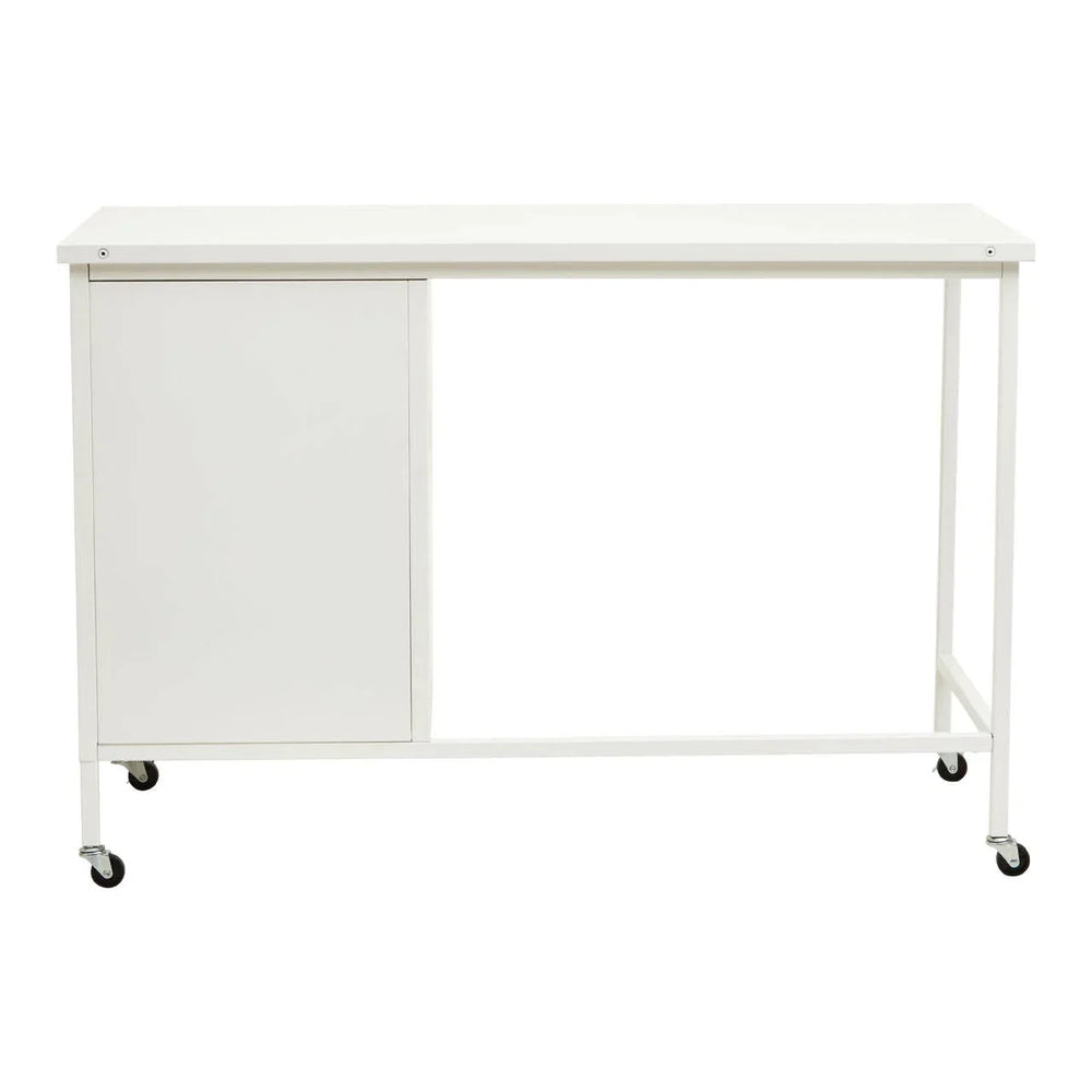 White Metal Desk with Drawers