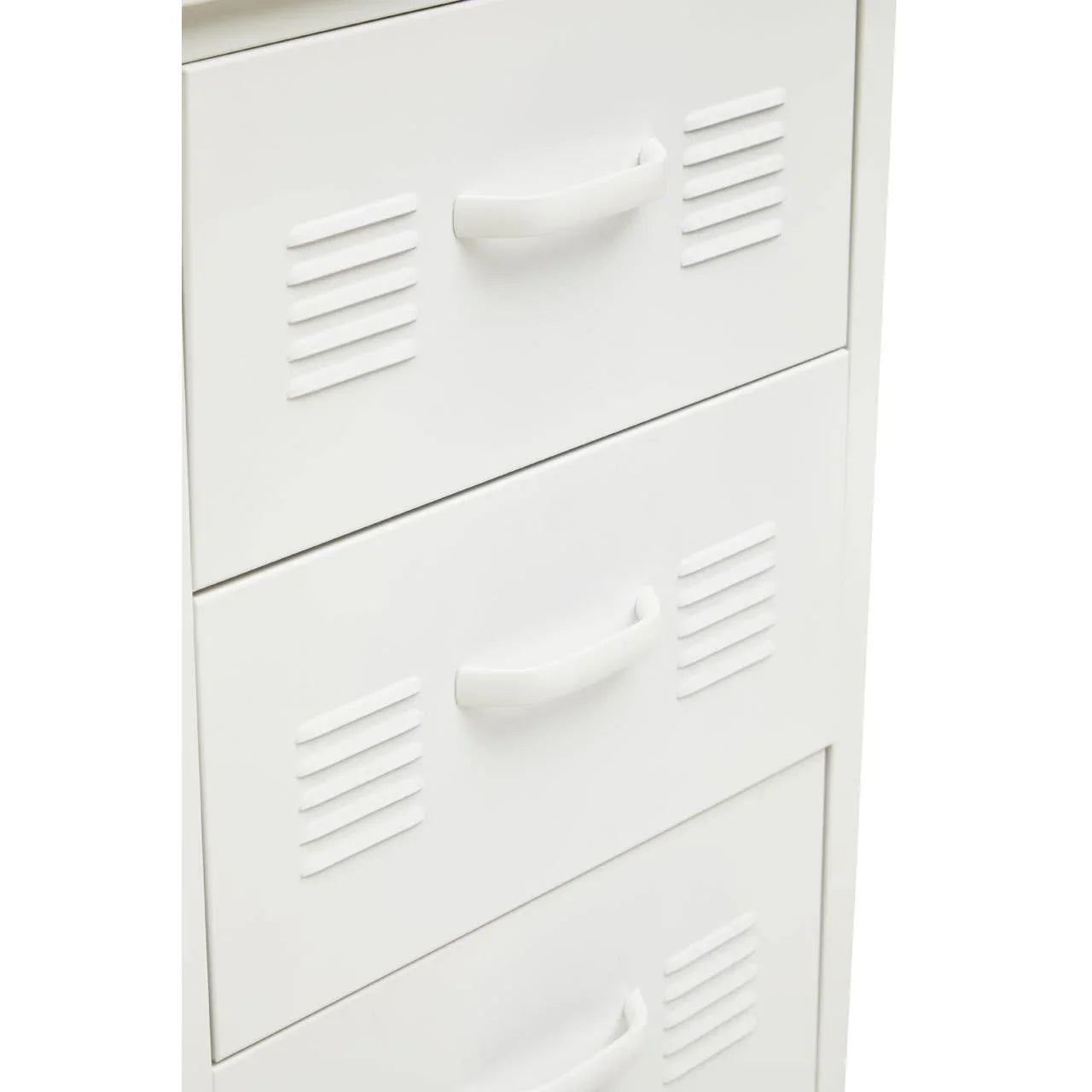 White Metal Desk with Drawers