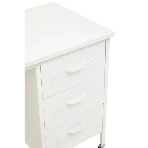 White Metal Desk with Drawers