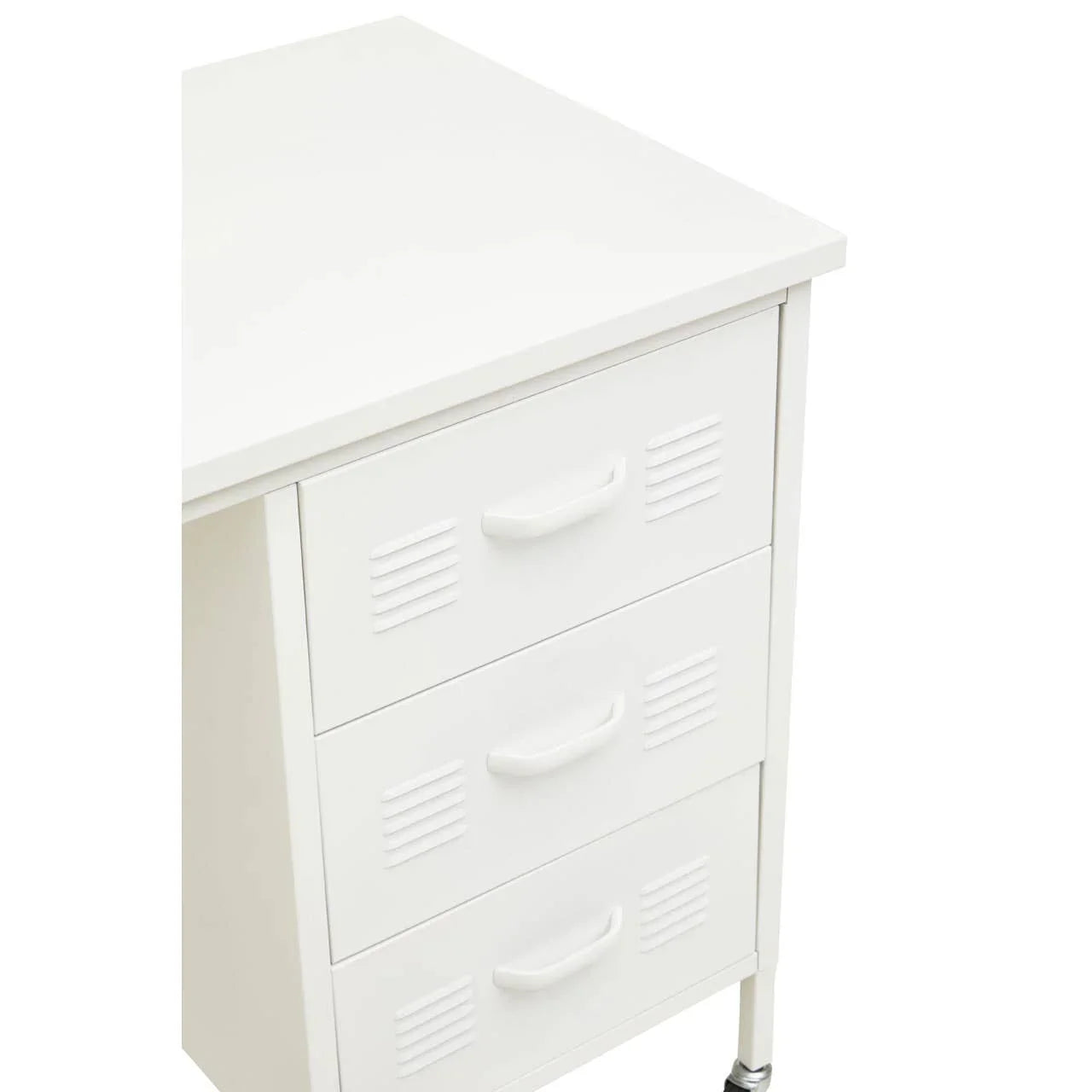 White Metal Desk with Drawers