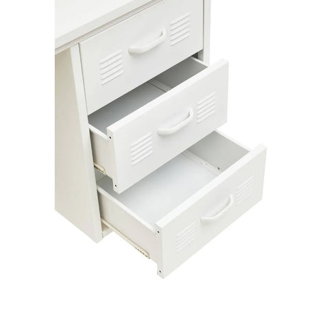 White Metal Desk with Drawers