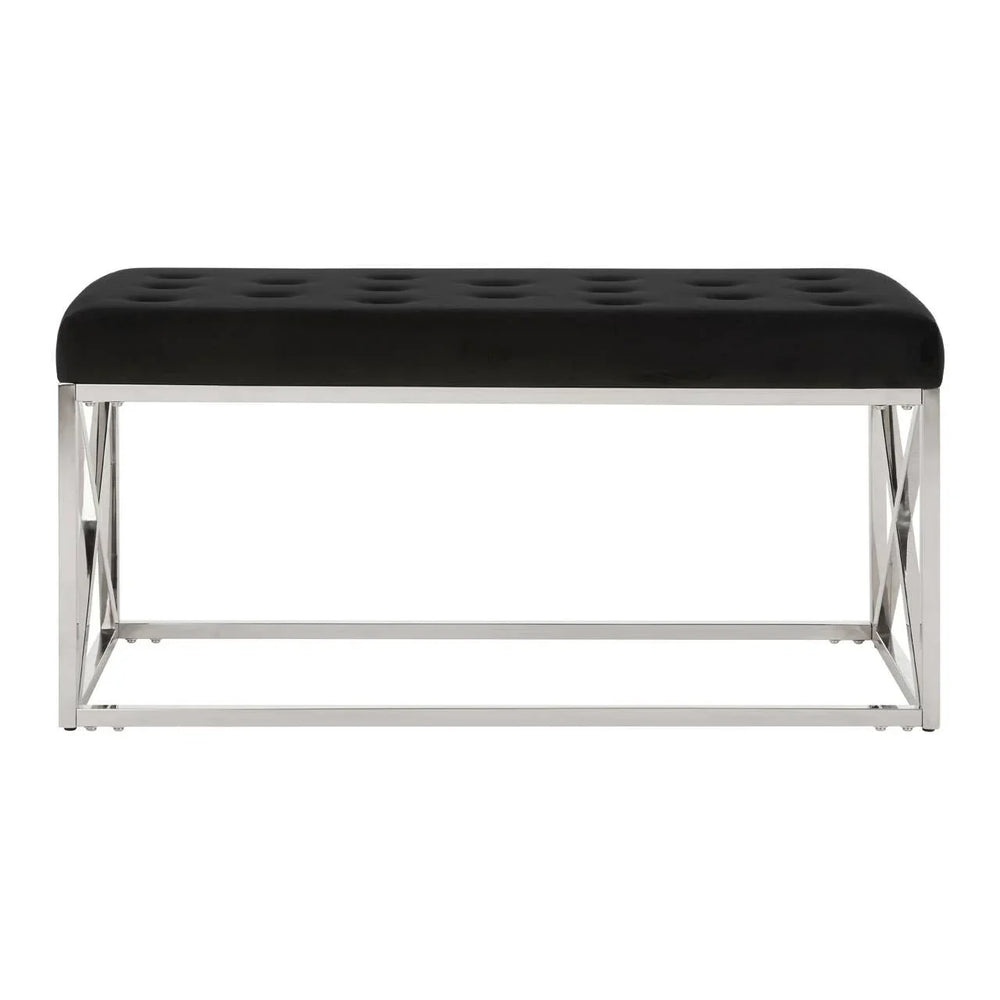 Luxe Geometric Velvet Bench