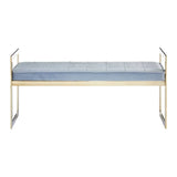 Luxe Blue Velvet Tufted Bench