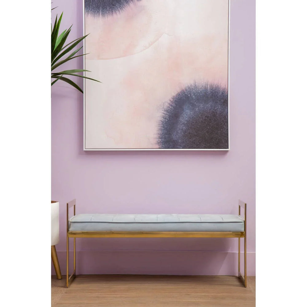 Luxe Blue Velvet Tufted Bench