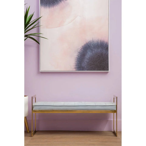 Luxe Blue Velvet Tufted Bench