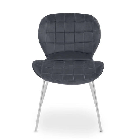 Luxe Grey Velvet Dining Chair