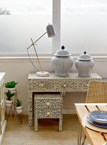 Bone Inlay Floral Desk