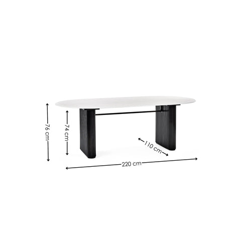 Bolivia Oval Dining Table - White - BOL002