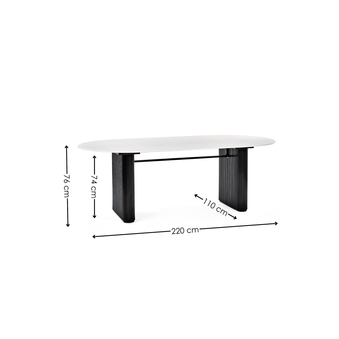 Bolivia Oval Dining Table - White - BOL002