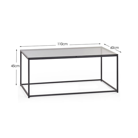Chicago Coffee Table - Glass and Black - CHI012