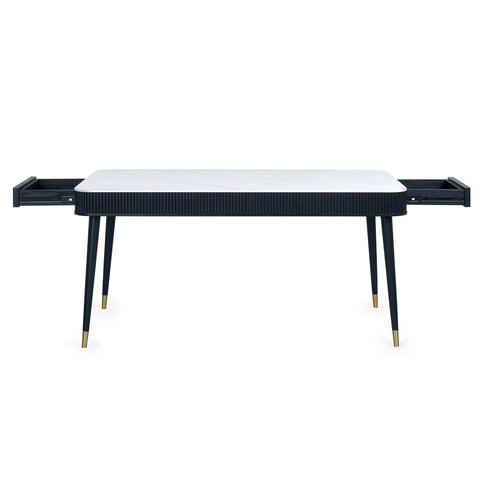 Louis Dining Table With Drawers - Black and White - LOU001