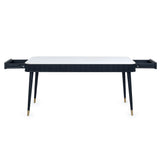 Louis Dining Table With Drawers - Black and White - LOU001
