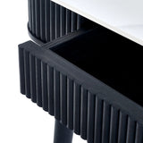 Louis Dining Table With Drawers - Black and White - LOU001