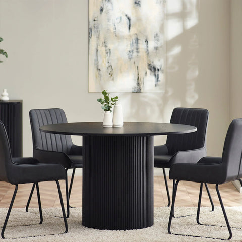 Louis Round Dining Table - Black - LOU005