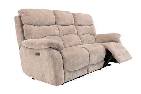 Mink Fabric Electric Recliner Sofa - 3 Seater Comfort Design